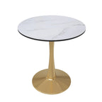 Table à manger ronde de 24 pouces pour 4 personnes avec plateau en MDF et piètement en acier doré pour cuisine et salle à manger