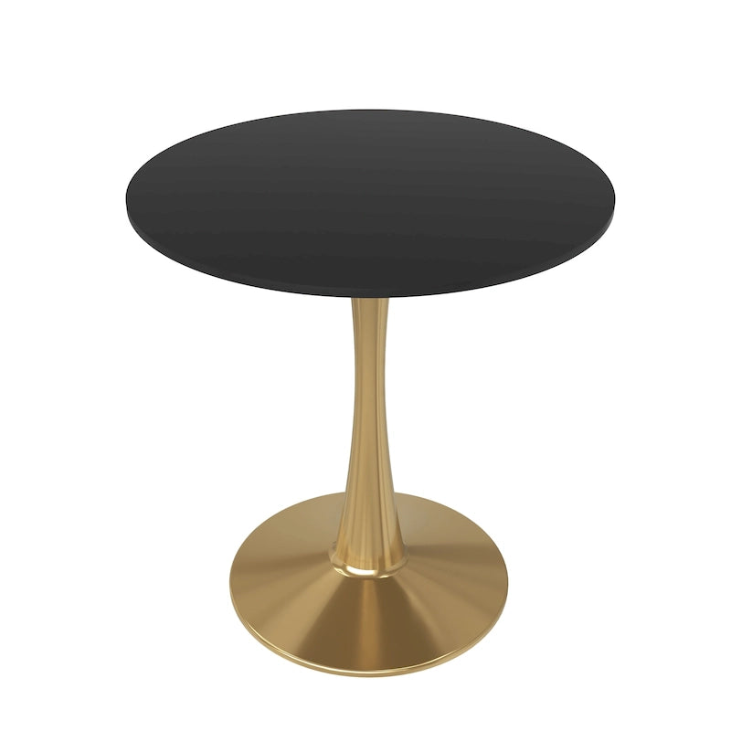 Table à manger ronde de 24 pouces pour 4 personnes avec plateau en MDF et piètement en acier doré pour cuisine et salle à manger