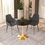 Table à manger ronde de 24 pouces pour 4 personnes avec plateau en MDF et piètement en acier doré pour cuisine et salle à manger