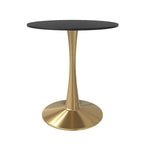Table à manger ronde de 24 pouces pour 4 personnes avec plateau en MDF et piètement en acier doré pour cuisine et salle à manger