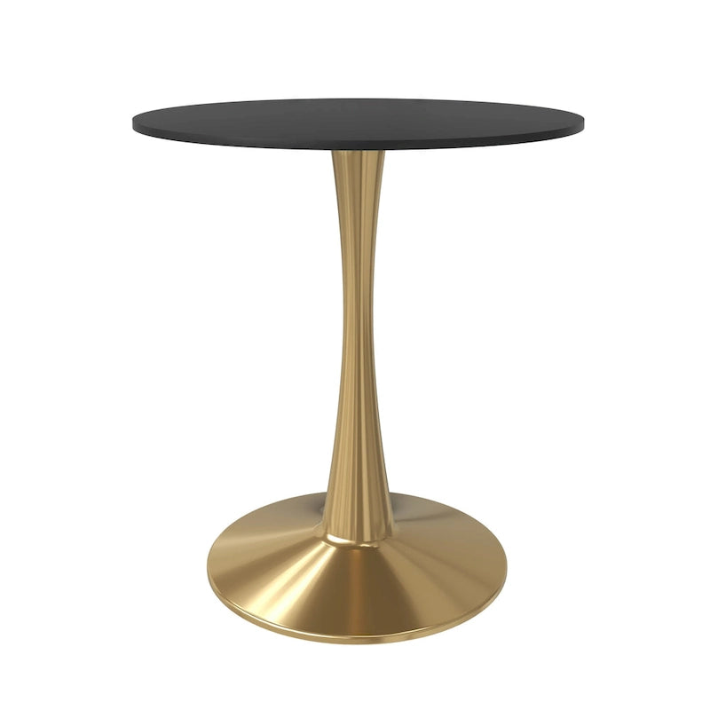 Table à manger ronde de 24 pouces pour 4 personnes avec plateau en MDF et piètement en acier doré pour cuisine et salle à manger
