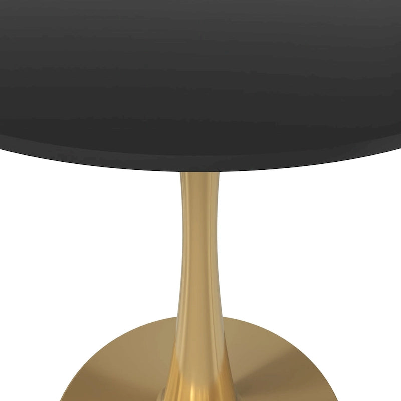 Table à manger ronde de 24 pouces pour 4 personnes avec plateau en MDF et piètement en acier doré pour cuisine et salle à manger