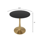 Table à manger ronde de 24 pouces pour 4 personnes avec plateau en MDF et piètement en acier doré pour cuisine et salle à manger