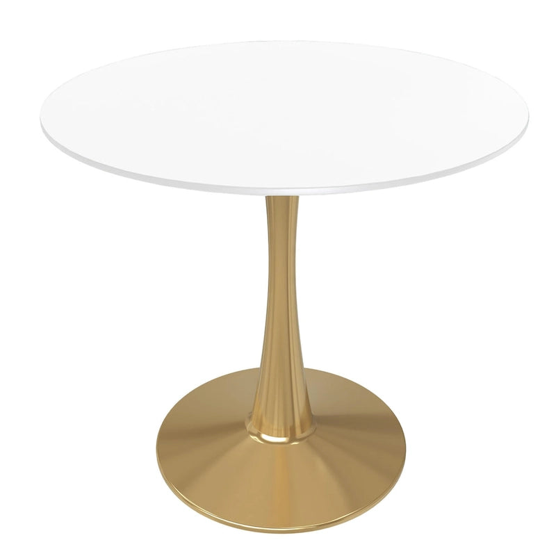 Table à manger ronde de 24 pouces pour 4 personnes avec plateau en MDF et piètement en acier doré pour cuisine et salle à manger