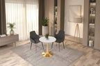 Table à manger ronde de 24 pouces pour 4 personnes avec plateau en MDF et piètement en acier doré pour cuisine et salle à manger