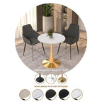 Table à manger ronde de 24 pouces pour 4 personnes avec plateau en MDF et piètement en acier doré pour cuisine et salle à manger