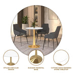 Table à manger ronde de 24 pouces pour 4 personnes avec plateau en MDF et piètement en acier doré pour cuisine et salle à manger