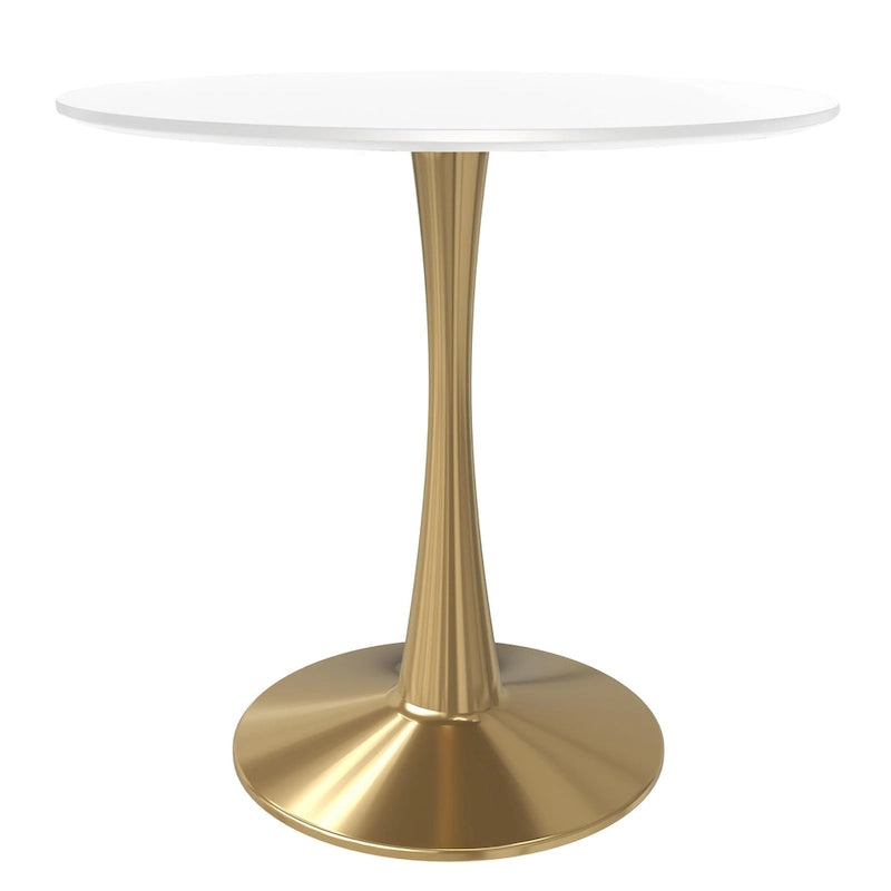 Table à manger ronde de 24 pouces pour 4 personnes avec plateau en MDF et piètement en acier doré pour cuisine et salle à manger