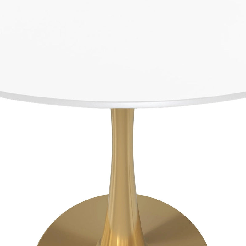 Table à manger ronde de 24 pouces pour 4 personnes avec plateau en MDF et piètement en acier doré pour cuisine et salle à manger