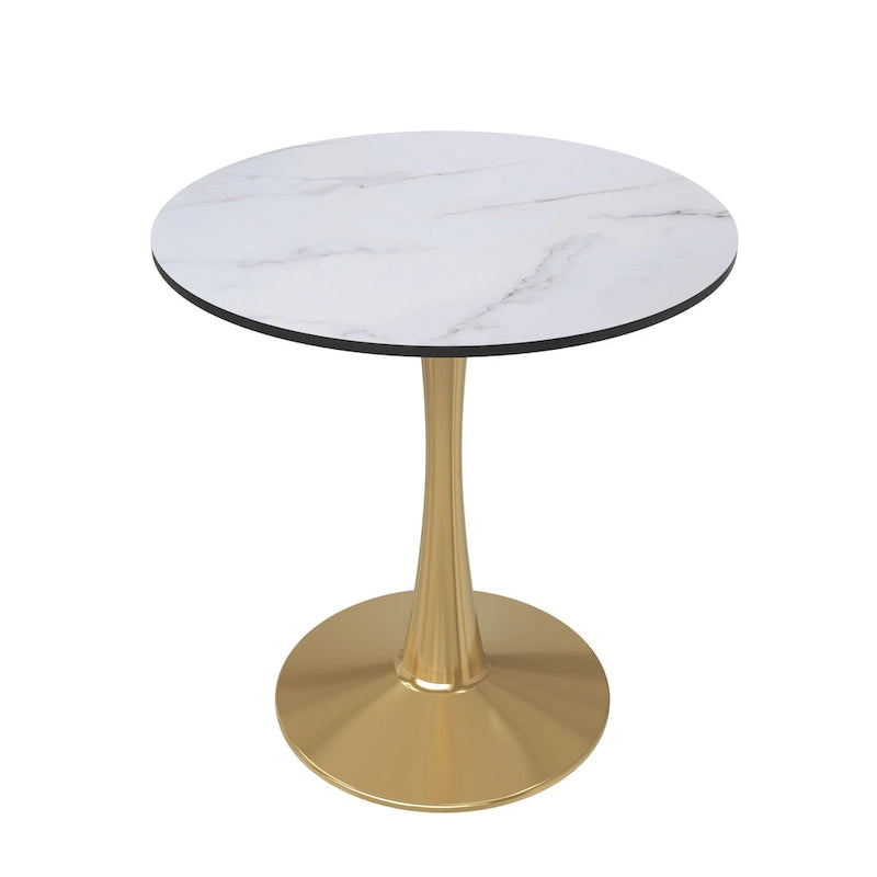 Table à manger ronde de 24 pouces pour 4 personnes avec plateau en MDF et piètement en acier doré pour cuisine et salle à manger