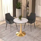 Table à manger ronde de 24 pouces pour 4 personnes avec plateau en MDF et piètement en acier doré pour cuisine et salle à manger