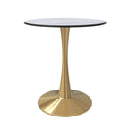 Table à manger ronde de 24 pouces pour 4 personnes avec plateau en MDF et piètement en acier doré pour cuisine et salle à manger