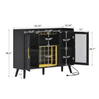 53 Armoire de bar à vin, meuble de bar à café pour alcools et verres avec lumières LED et prises de courant