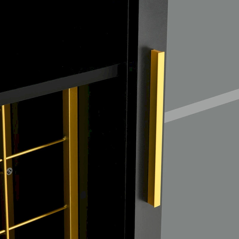 53 Armoire de bar à vin, meuble de bar à café pour alcools et verres avec lumières LED et prises de courant